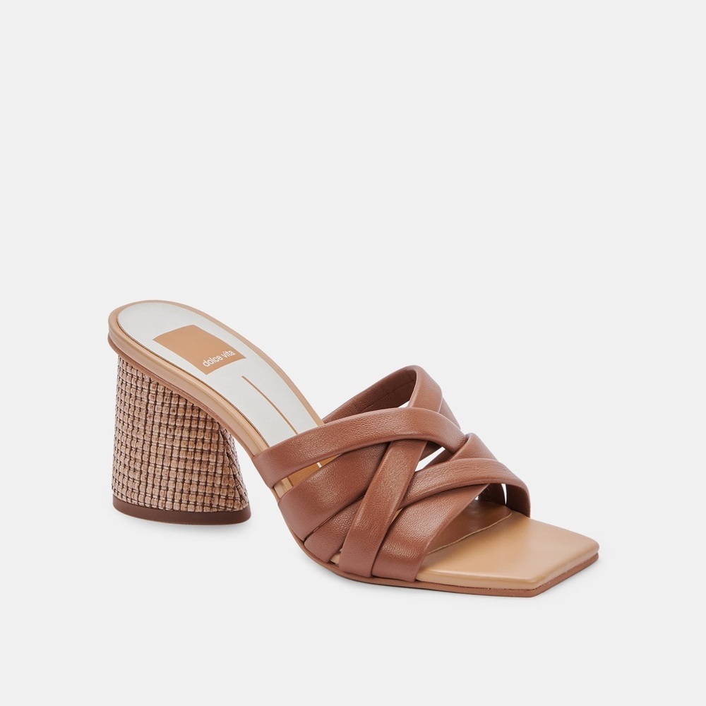 Dolce Vita Brown Leather Braided Mule Heels